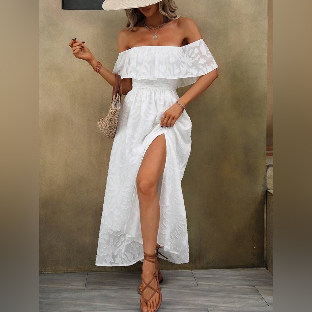 SHEIN White Strapless Maxi Dress